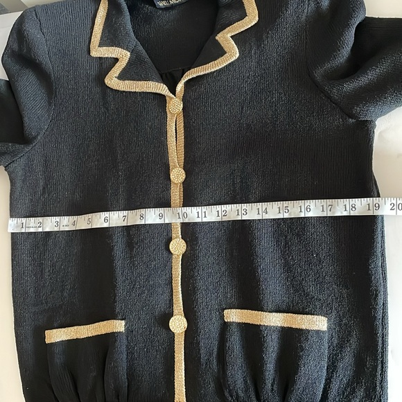 Vintage Don Sayres for Wellmore Black Gold Trim Wool Blend Knit Cardigan Sweater - Picture 6 of 9